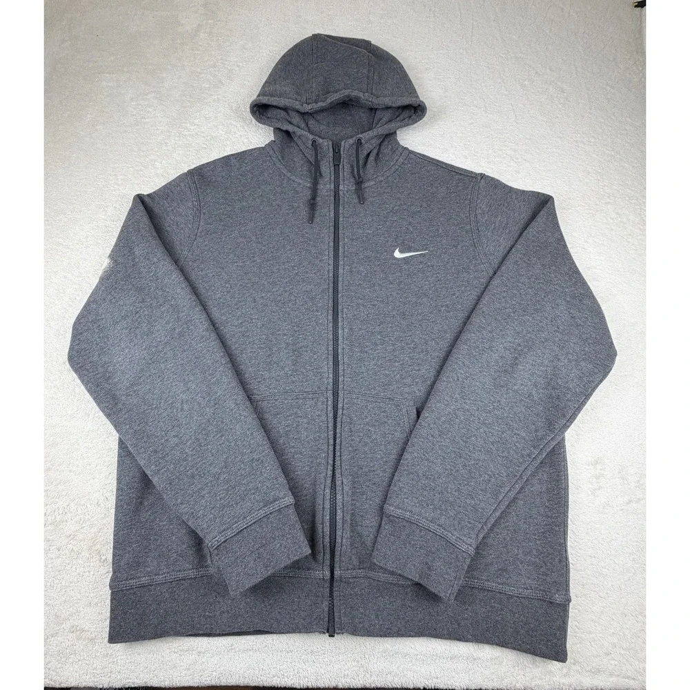 Nike Sportswear Club Fleece‎ Full Zip Hoodie Jacket Dark Gray Men's XL
